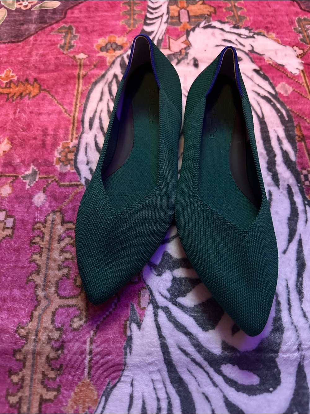 Rothy's Dark Green Pointed Knit Flats